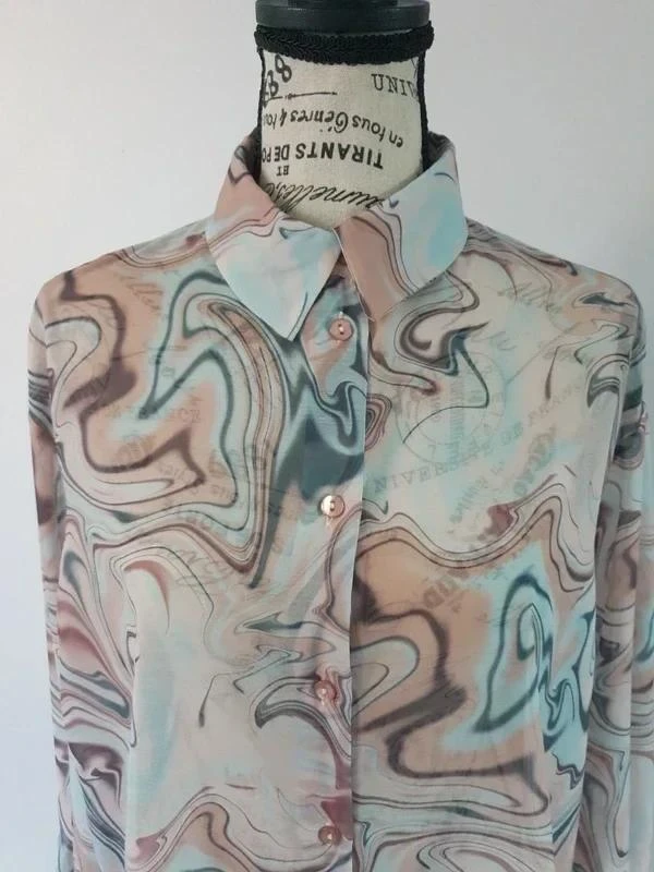 🌸 Turquoise & apricot fluid blouse – Bershka – Size M/L – Very good condition – photo 7